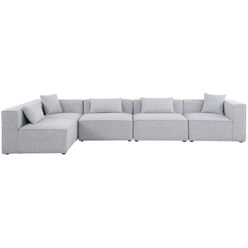 Meridian Furniture Cube Grey Durable Linen Modular Sectional