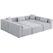 Meridian Furniture Cube Grey Durable Linen Modular Sectional
