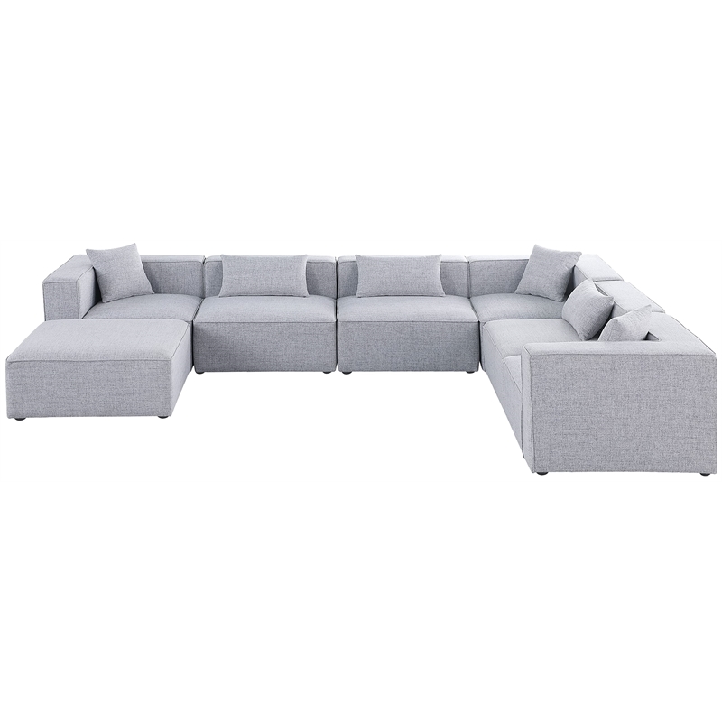 Meridian Furniture Cube Grey Durable Linen Modular Sectional