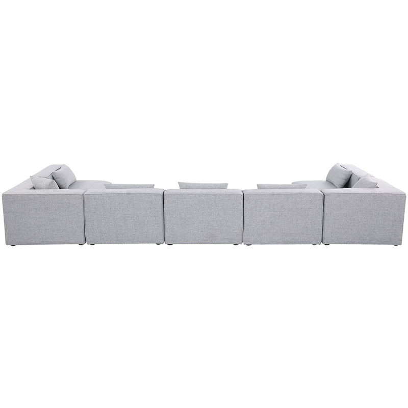 Meridian Furniture Cube Grey Durable Linen Modular Sectional