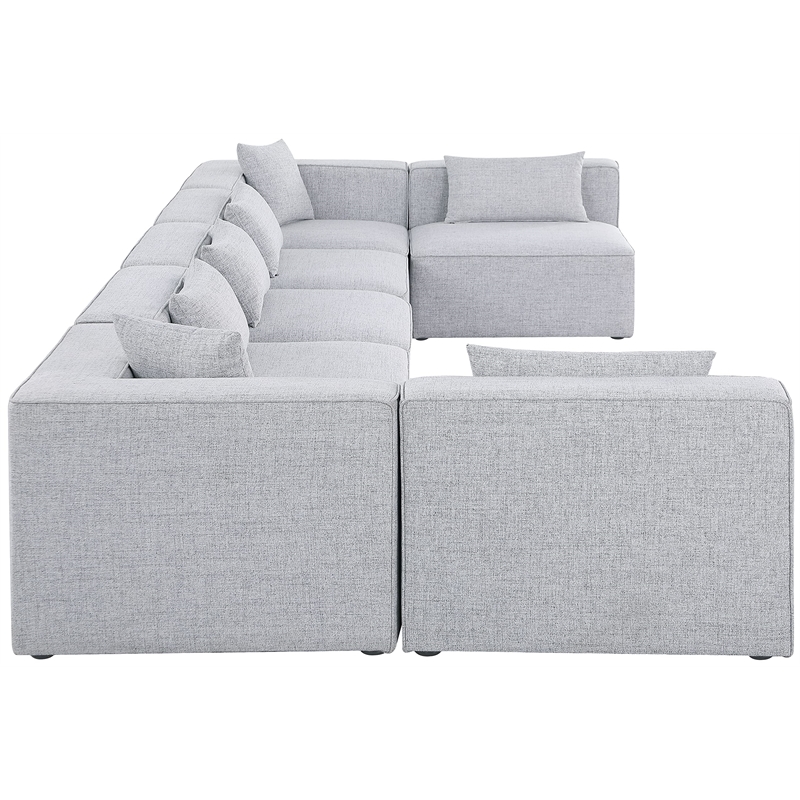 Meridian Furniture Cube Grey Durable Linen Modular Sectional