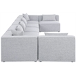 Meridian Furniture Cube Grey Durable Linen Modular Sectional