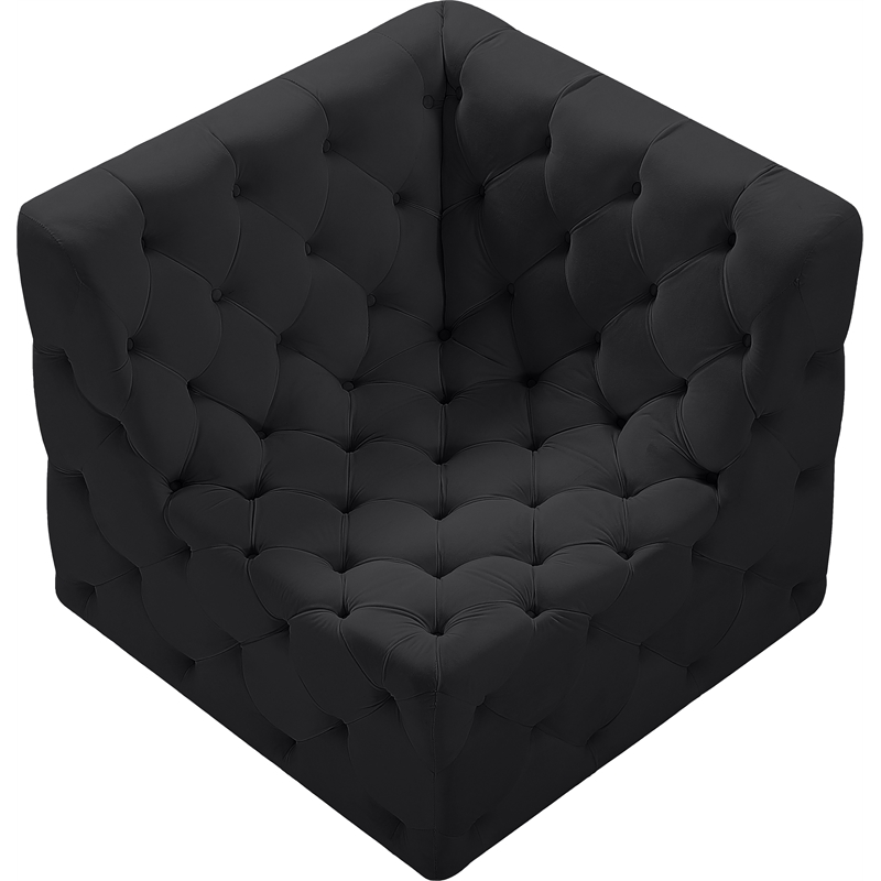 Meridian Furniture Tuft Black Velvet Corner Chair