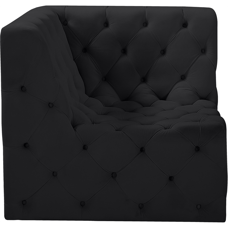 Meridian Furniture Tuft Black Velvet Corner Chair