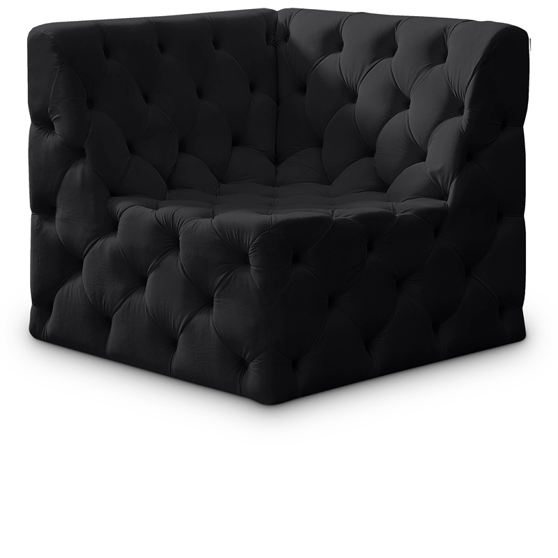 Meridian Furniture Tuft Black Velvet Corner Chair