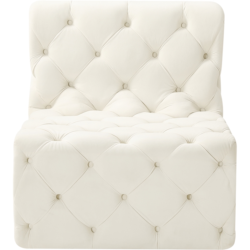 Meridian Furniture Tuft Cream Velvet Armless Chair