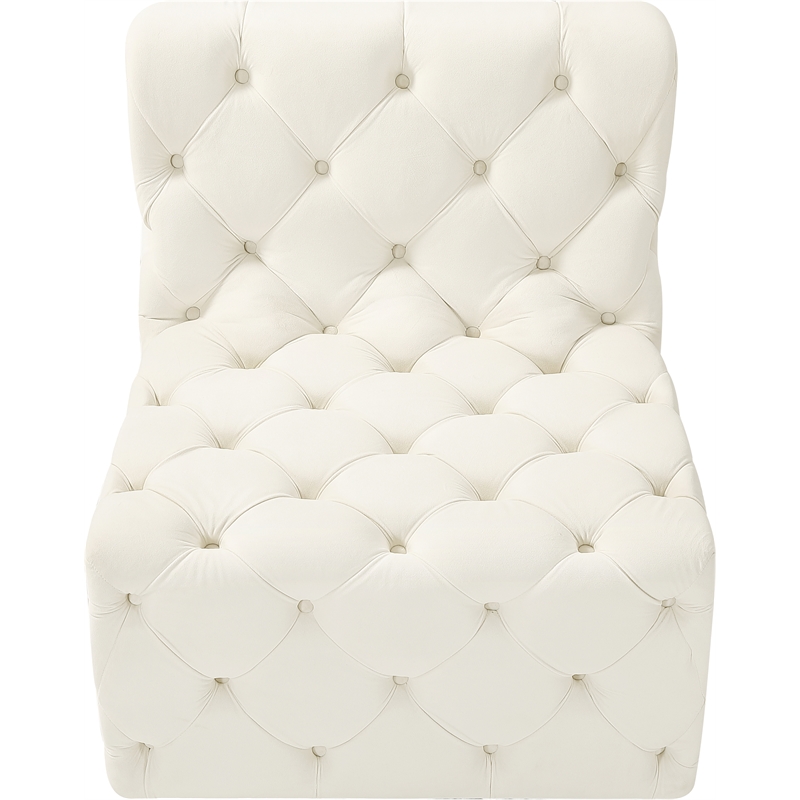 Meridian Furniture Tuft Cream Velvet Armless Chair