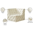 Meridian Furniture Tuft Cream Velvet Corner Chair