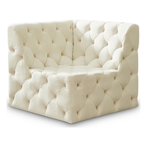 Meridian Furniture Tuft Cream Velvet Corner Chair