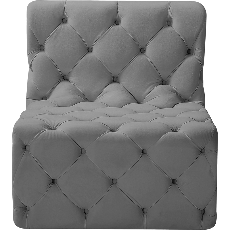 Meridian Furniture Tuft Grey Velvet Armless Chair