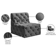 Meridian Furniture Tuft Grey Velvet Armless Chair