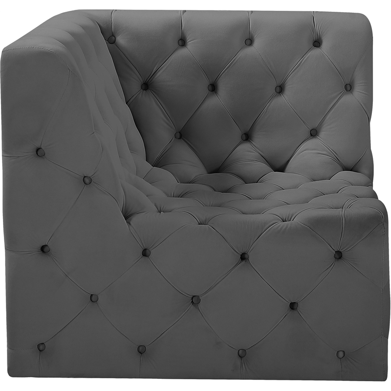 Meridian Furniture Tuft Grey Velvet Corner Chair