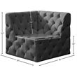 Meridian Furniture Tuft Grey Velvet Corner Chair
