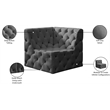 Meridian Furniture Tuft Grey Velvet Corner Chair
