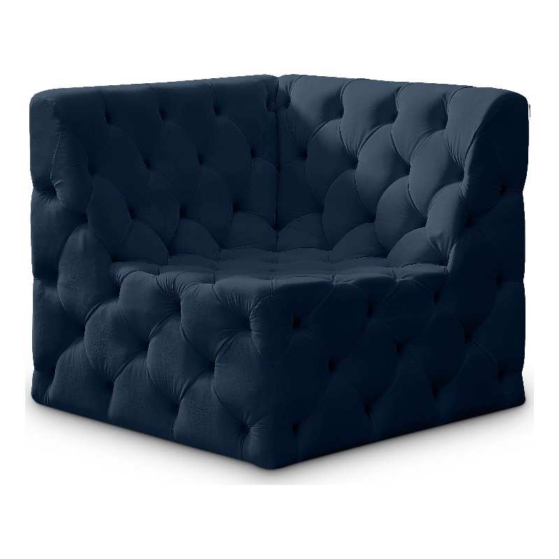 Meridian Furniture Tuft Navy Velvet Corner Chair