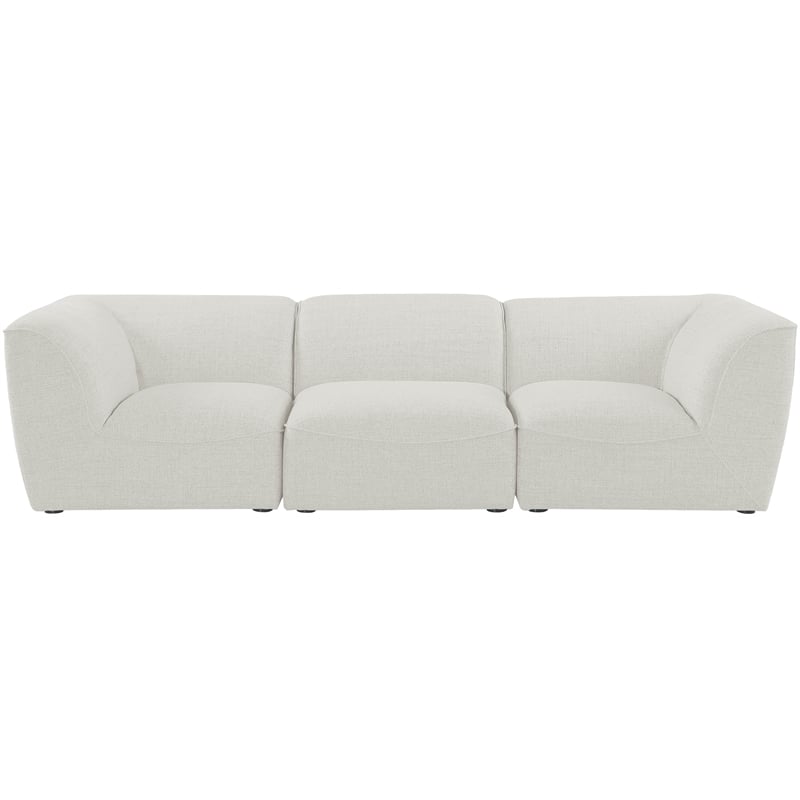 Meridian Furniture Miramar Cream Durable Linen Textured Modular Sofa