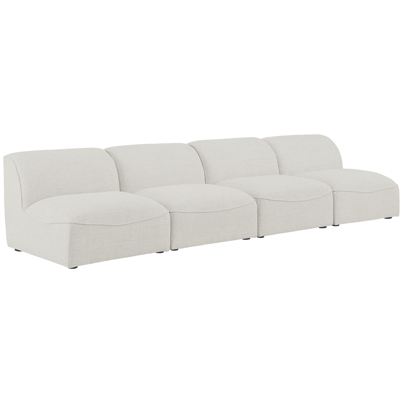 Meridian Furniture Miramar Cream Durable Linen Textured Modular Sofa