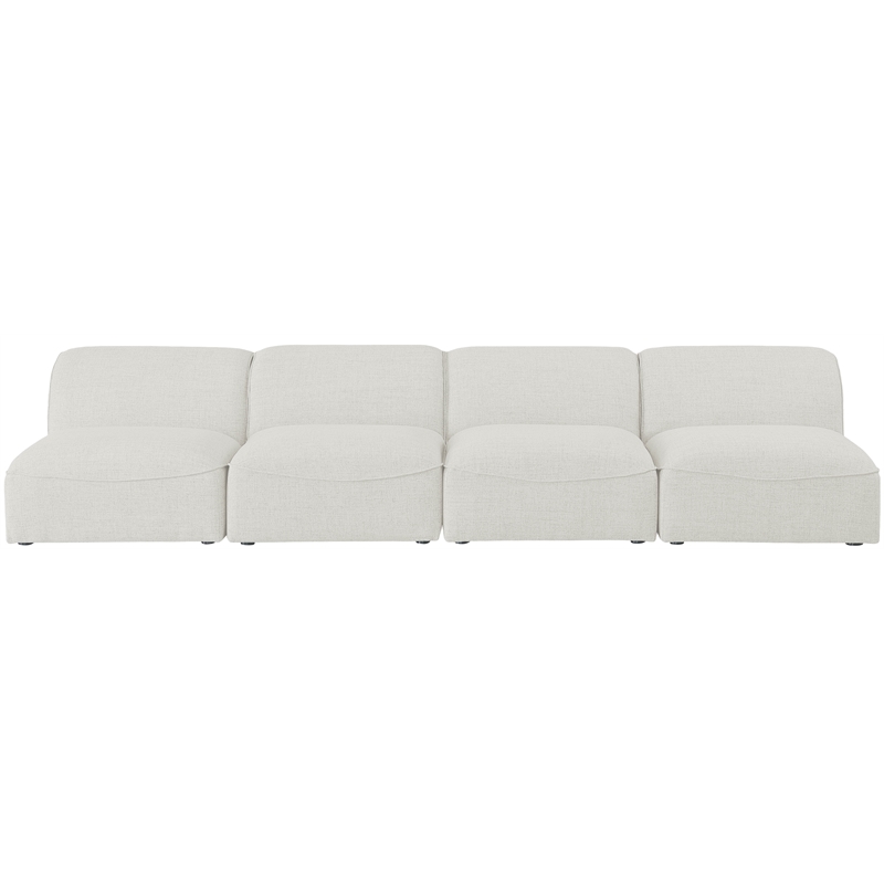 Meridian Furniture Miramar Cream Durable Linen Textured Modular Sofa