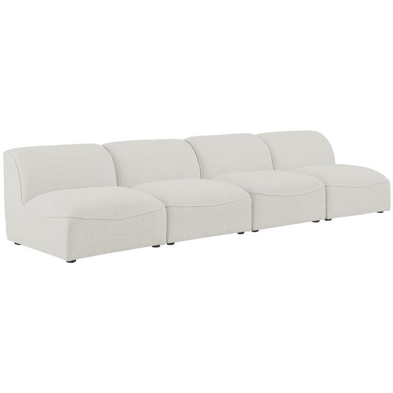 Meridian Furniture Miramar Cream Durable Linen Textured Modular Sofa