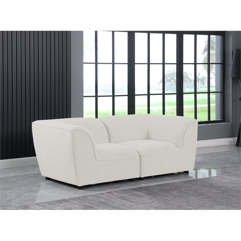 Meridian Furniture Miramar Cream Durable Linen Textured Modular Sofa
