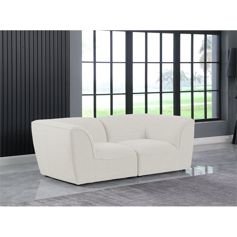 Meridian Furniture Miramar Cream Durable Linen Textured Modular Sofa