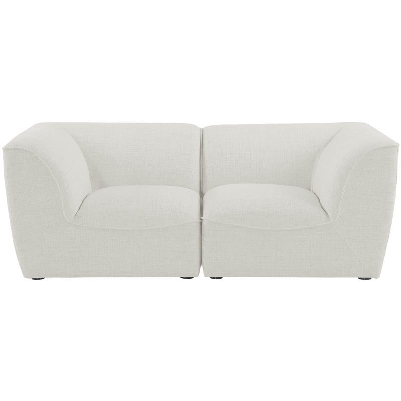 Meridian Furniture Miramar Cream Durable Linen Textured Modular Sofa
