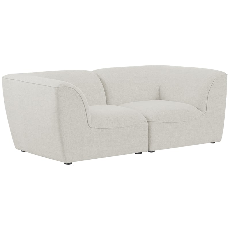 Meridian Furniture Miramar Cream Durable Linen Textured Modular Sofa