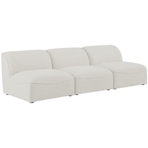 Meridian Furniture Miramar Cream Durable Linen Textured Modular Sofa