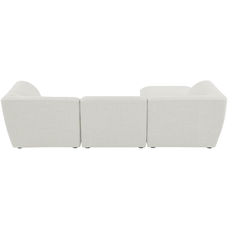 Meridian Furniture Miramar Cream Durable Linen Textured Modular Sectional