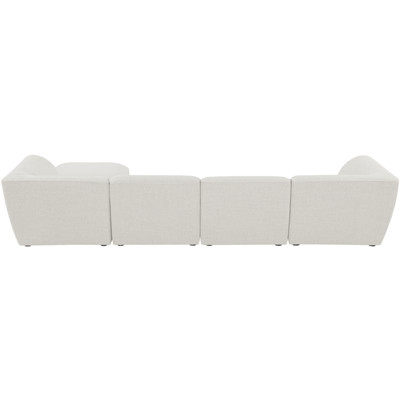 Meridian Furniture Miramar Cream Durable Linen Textured Modular Sectional
