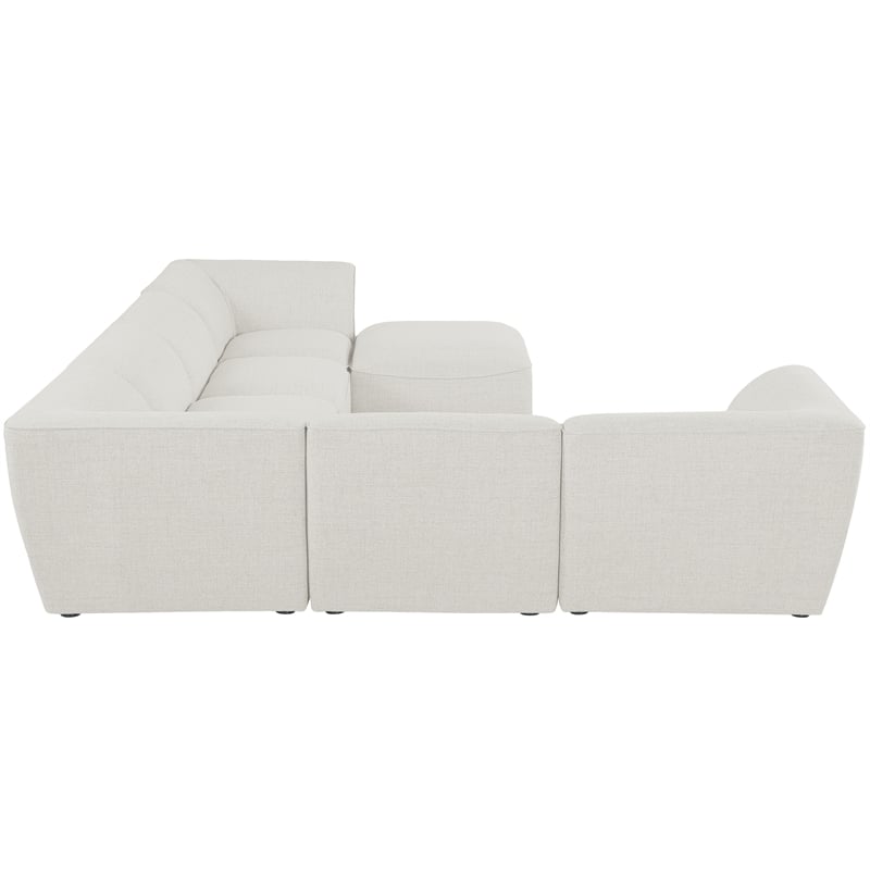 Meridian Furniture Miramar Cream Durable Linen Textured Modular Sectional