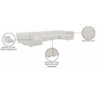 Meridian Furniture Miramar Cream Durable Linen Textured Modular Sectional