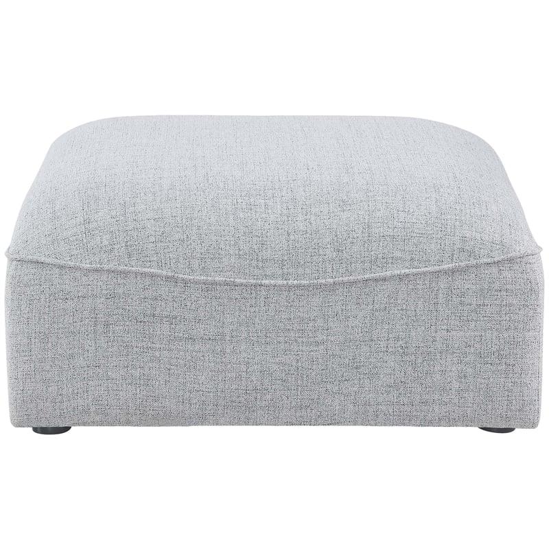 Meridian Furniture Miramar Grey Durable Linen Textured Ottoman