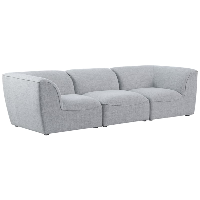 Meridian Furniture Miramar Grey Durable Linen Textured Modular Sofa