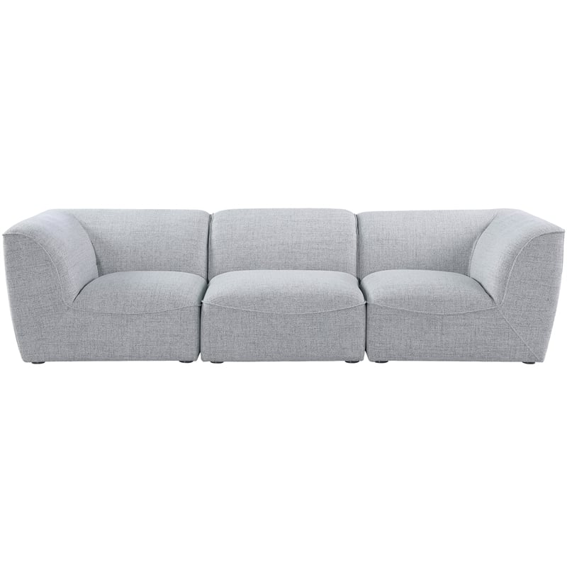 Meridian Furniture Miramar Grey Durable Linen Textured Modular Sofa
