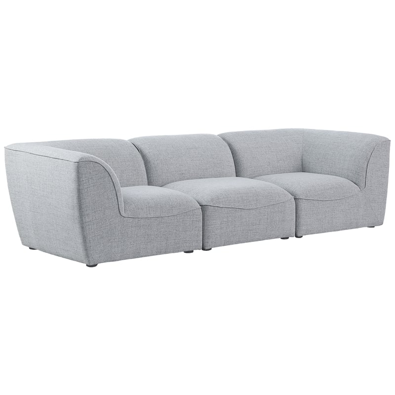 Meridian Furniture Miramar Grey Durable Linen Textured Modular Sofa