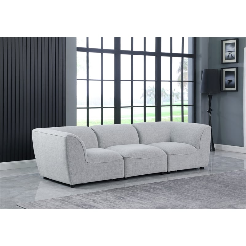 Meridian Furniture Miramar Grey Durable Linen Textured Modular Sofa