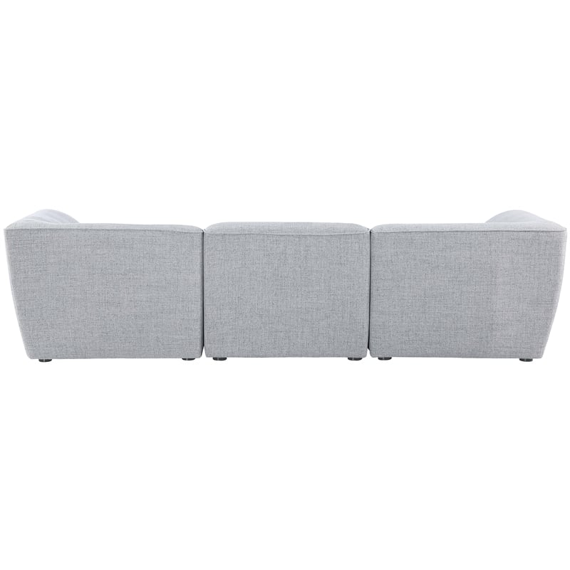 Meridian Furniture Miramar Grey Durable Linen Textured Modular Sofa
