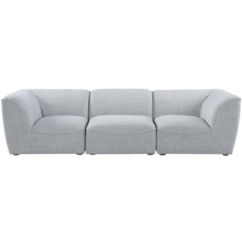 Meridian Furniture Miramar Grey Durable Linen Textured Modular Sofa