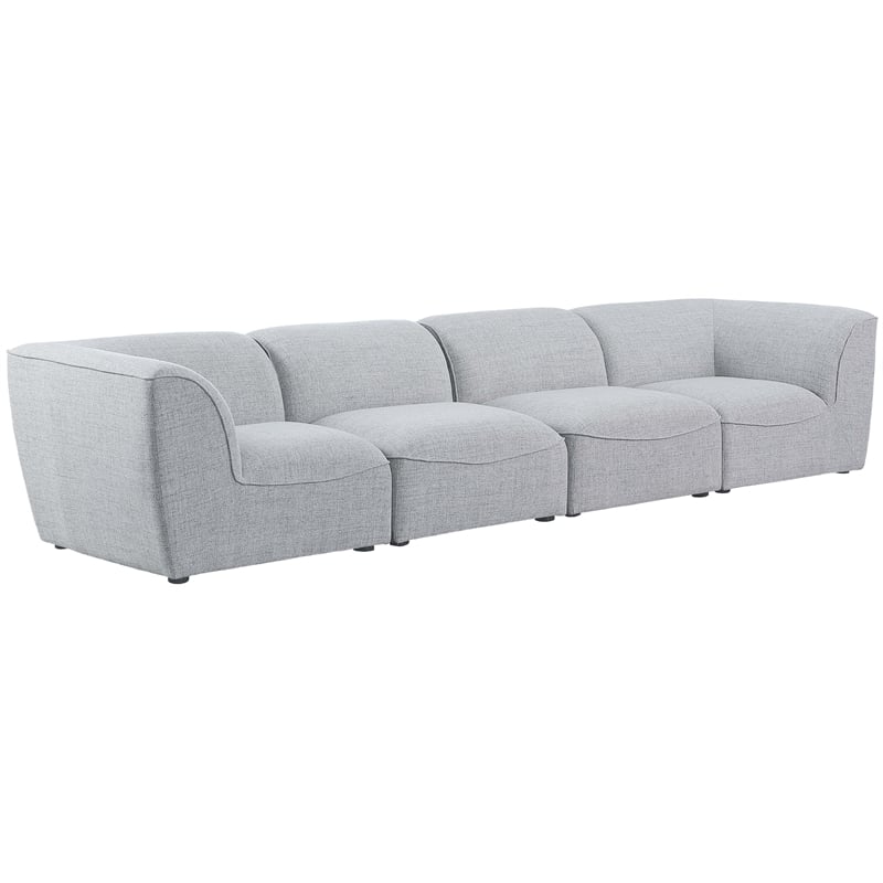 Meridian Furniture Miramar Grey Durable Linen Textured Modular Sofa