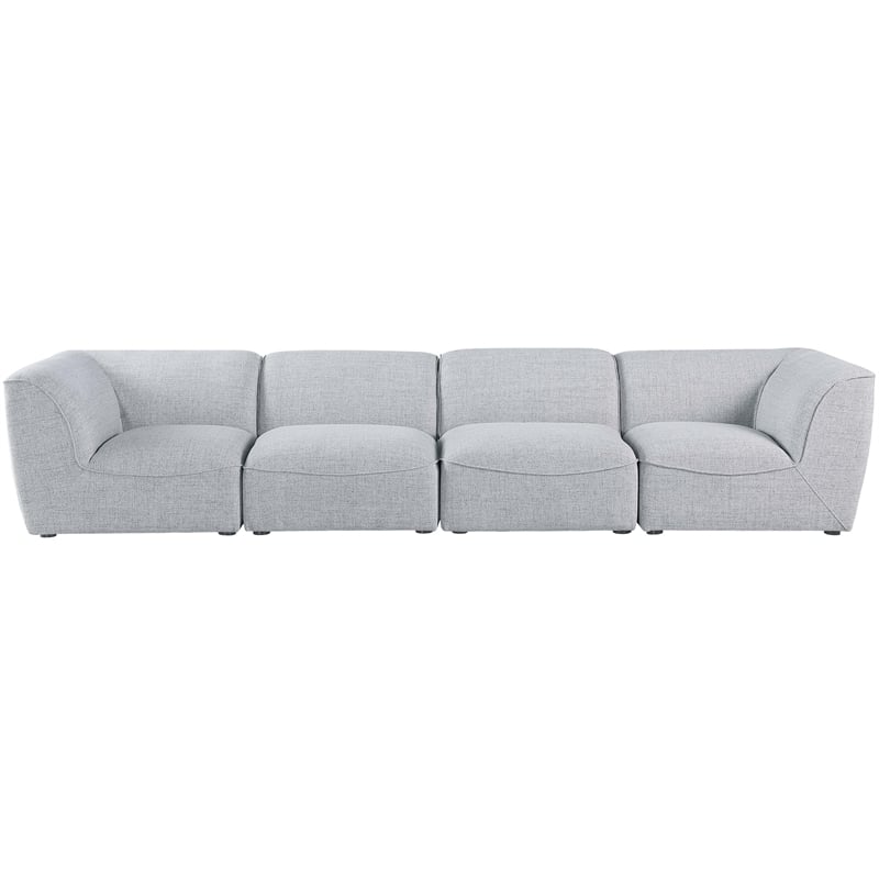 Meridian Furniture Miramar Grey Durable Linen Textured Modular Sofa