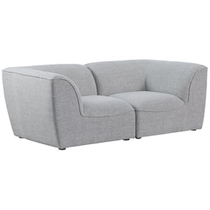 Meridian Furniture Miramar Grey Durable Linen Textured Modular Sofa