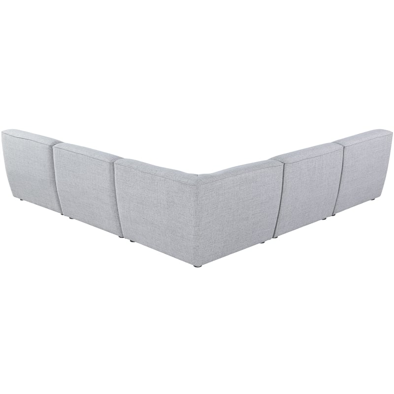 Meridian Furniture Miramar Grey Durable Linen Textured Modular Sectional