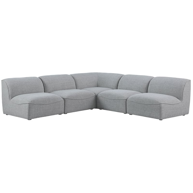 Meridian Furniture Miramar Grey Durable Linen Textured Modular Sectional