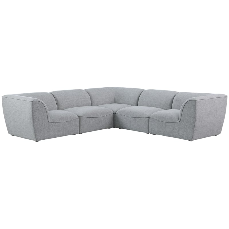 Meridian Furniture Miramar Grey Durable Linen Textured Modular Sectional