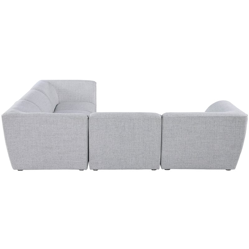 Meridian Furniture Miramar Grey Durable Linen Textured Modular Sectional