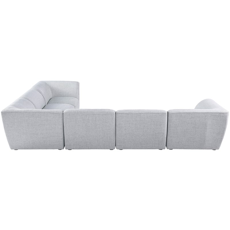 Meridian Furniture Miramar Grey Durable Linen Textured Modular Sectional