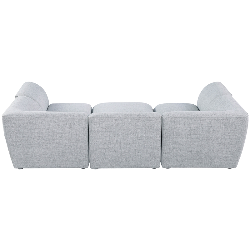 Meridian Furniture Miramar Grey Durable Linen Textured Modular Sectional