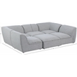 Meridian Furniture Miramar Grey Durable Linen Textured Modular Sectional