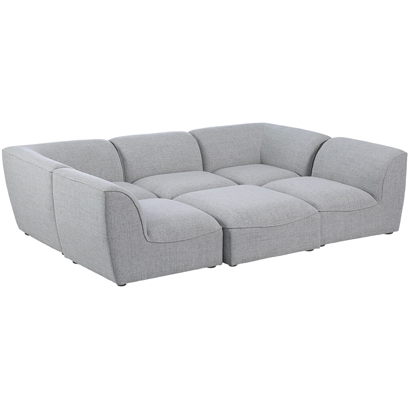 Meridian Furniture Miramar Grey Durable Linen Textured Modular Sectional